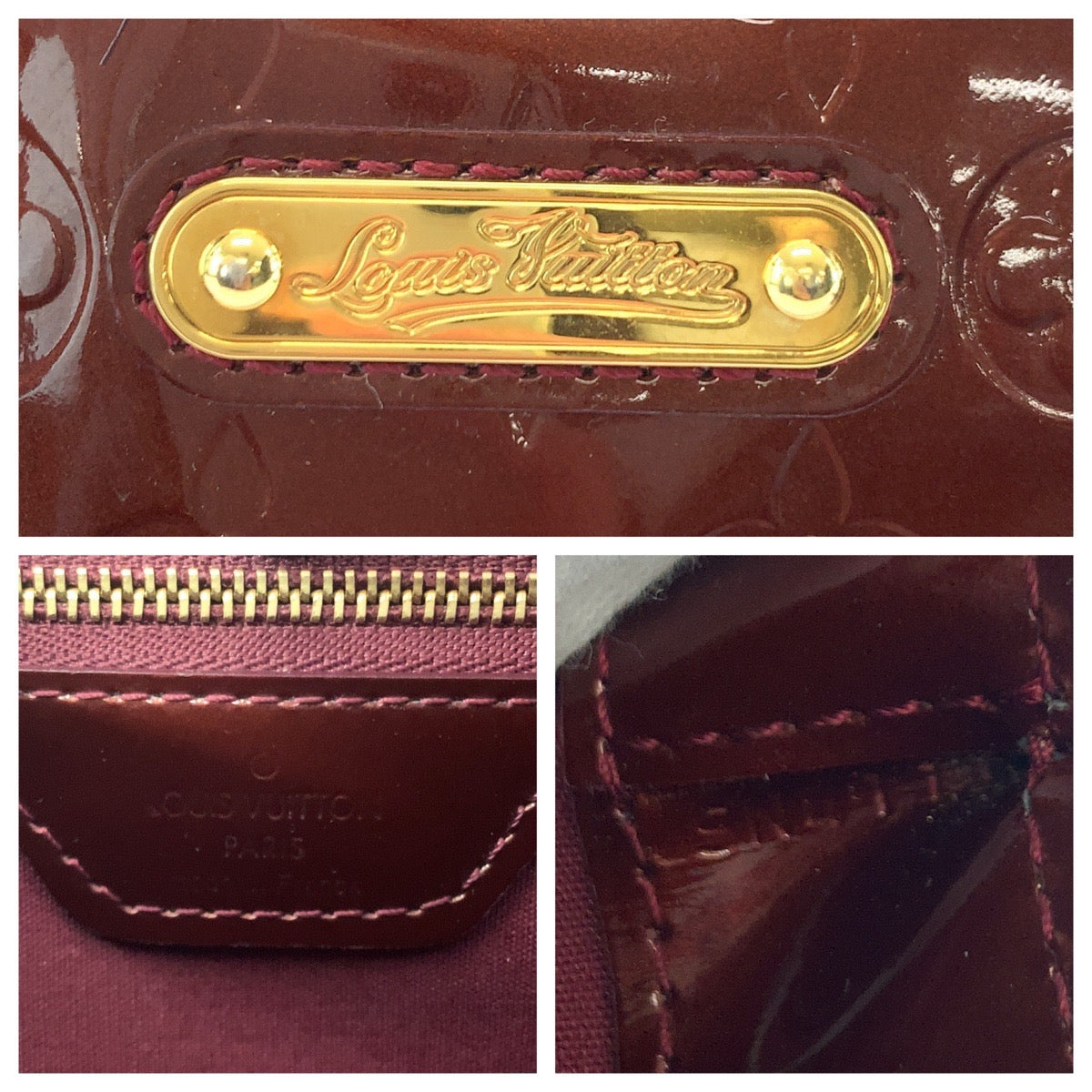 LOUIS VUITTON Handbag M93641 Monogram Vernis Amaranth Brown Gold Metal Handbag Tote Bag Monogram Vernis Wilsher PM Women