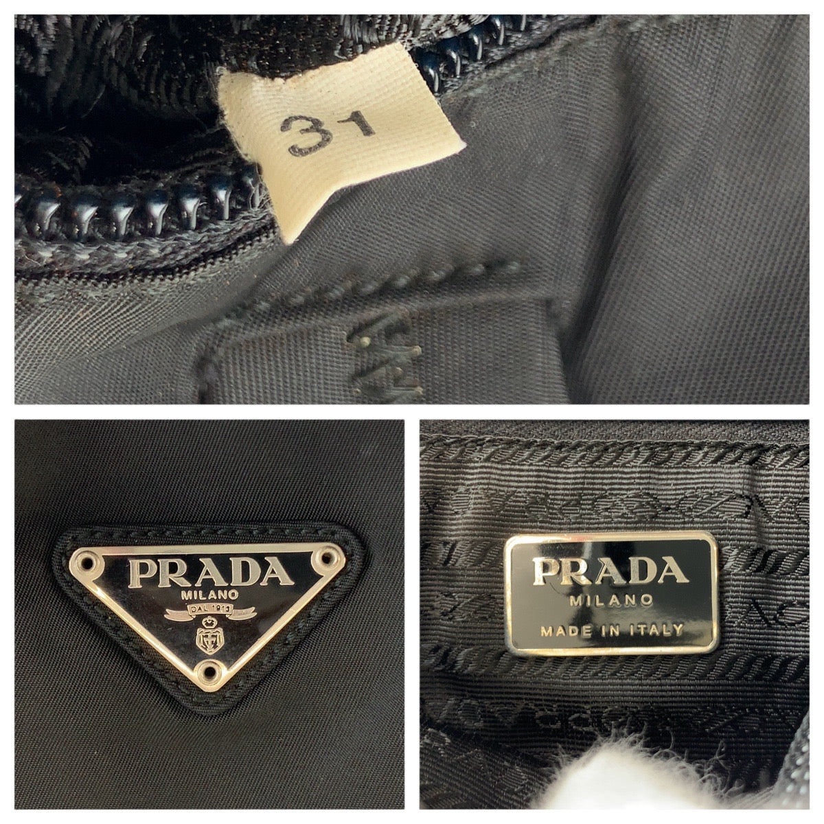 PRADA Tote Bag Nylon Black SilverMetal Tote Bag Shoulder Bag Test Triangle With logo Women