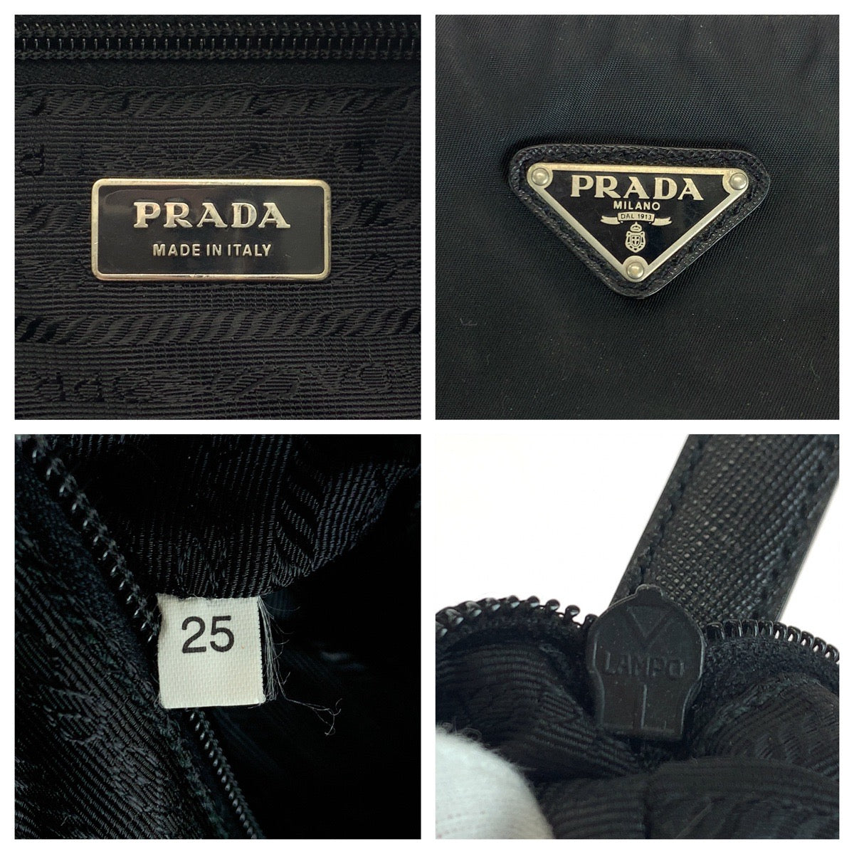 PRADA Shoulder Bag Nylon Black SilverMetal Shoulder Bag pochette Test Triangle With logo Women