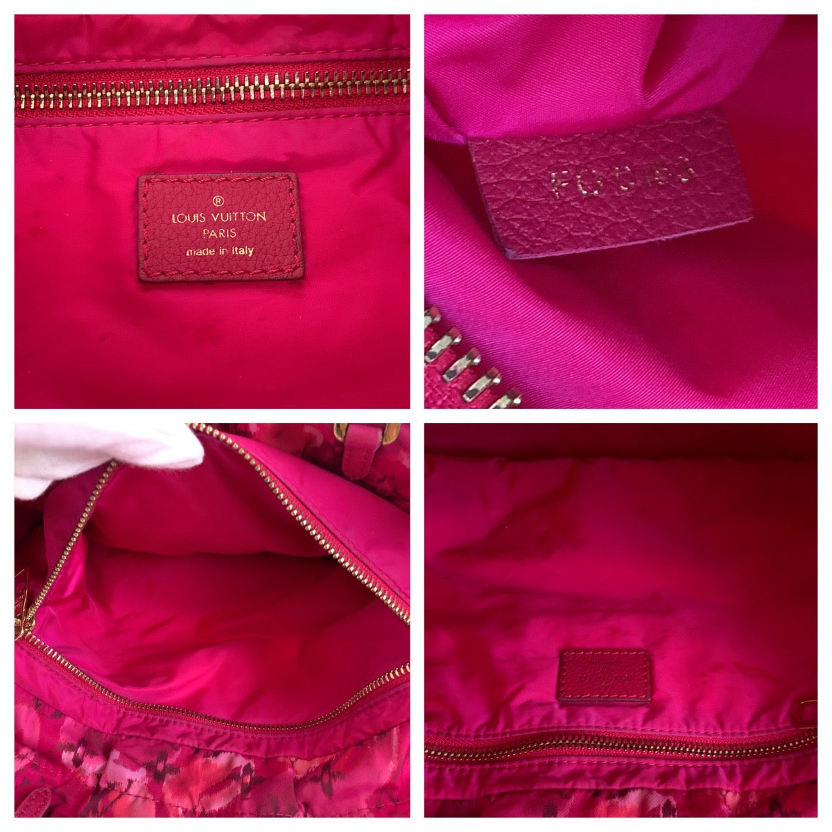 LOUIS VUITTON Tote Bag M94313 Nylon Rose Andian Pink Gold Metal Ikat flower Noeful MM