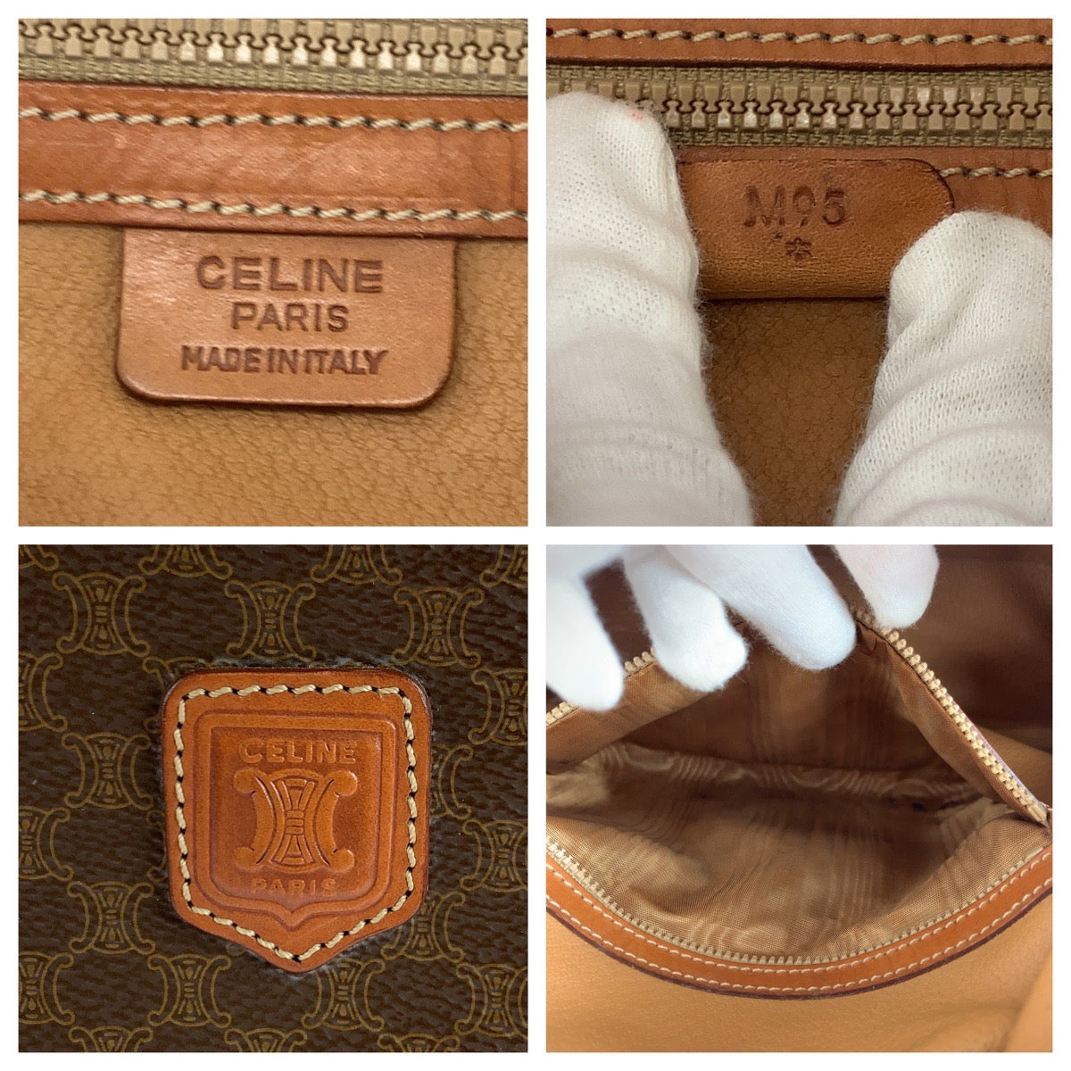 CELINE Handbag PVC, Leather Brown Gold Metal Handbag Vanity Bag Mini Boston Duffel Bag Macadam Women