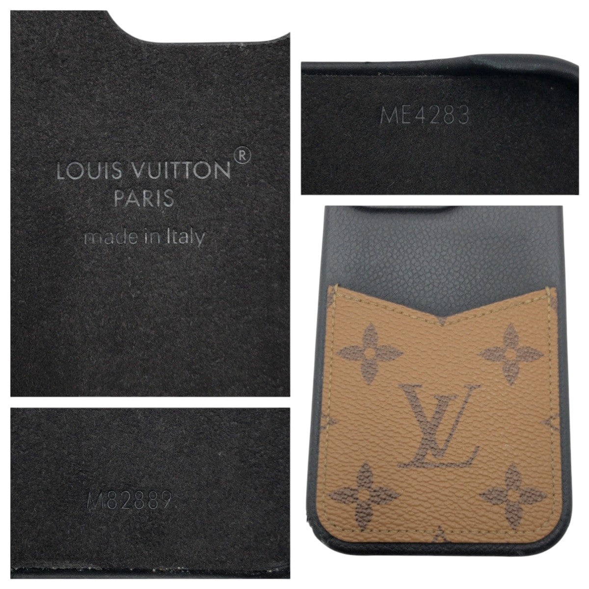 LOUIS VUITTON iPhone case M82889 leather Black, Camel Monogram