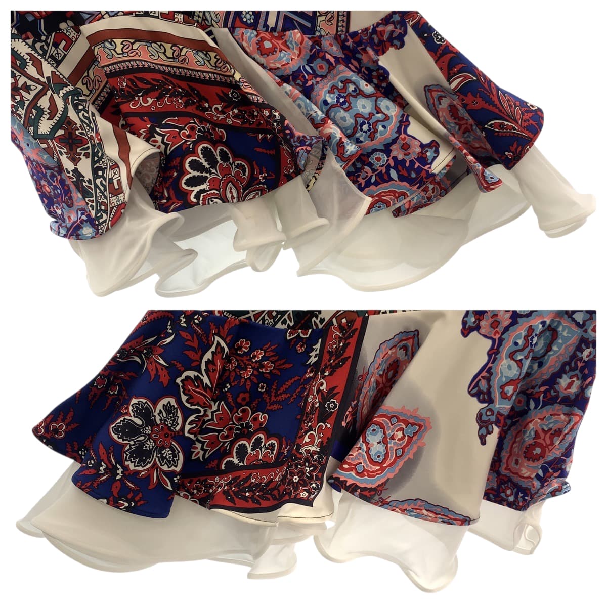 LOUIS VUITTON skirt RW162B XS3 FASK57 Silk, Rayon Blue red multi color skirt patchwork asymmetry Women 34