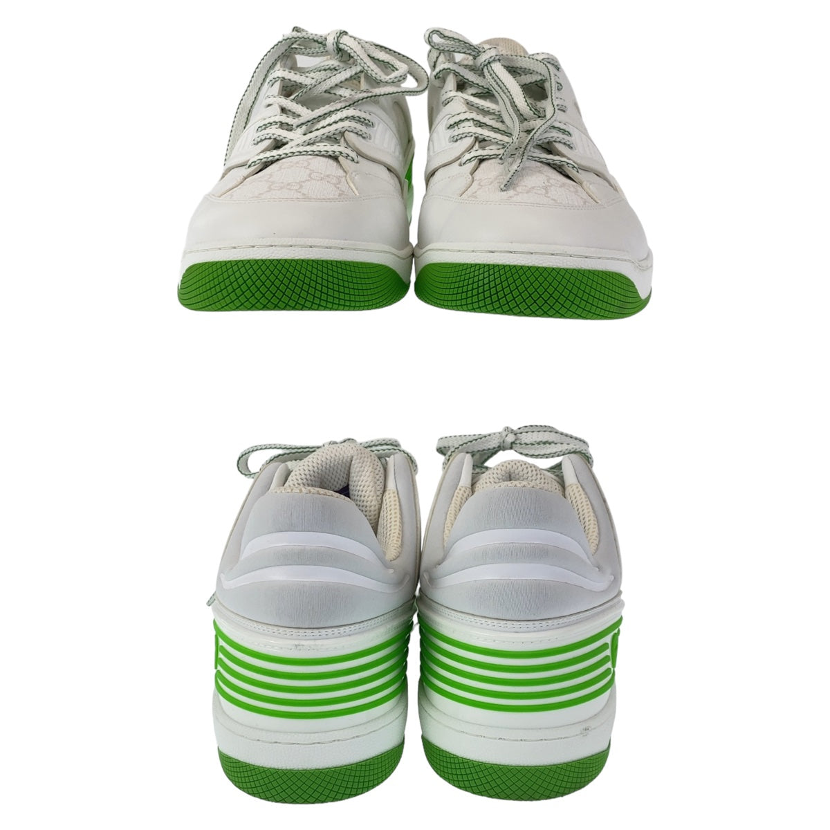 GUCCI sneakers GG canvas, leather White Green Sneakers Low Cut Lace Up basket mens 12