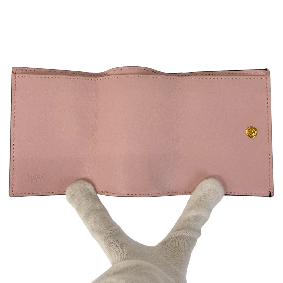 FENDI Tri-fold wallet leather Brown Folding wallet Compact wallet ZUCCA F IS FENDI Women