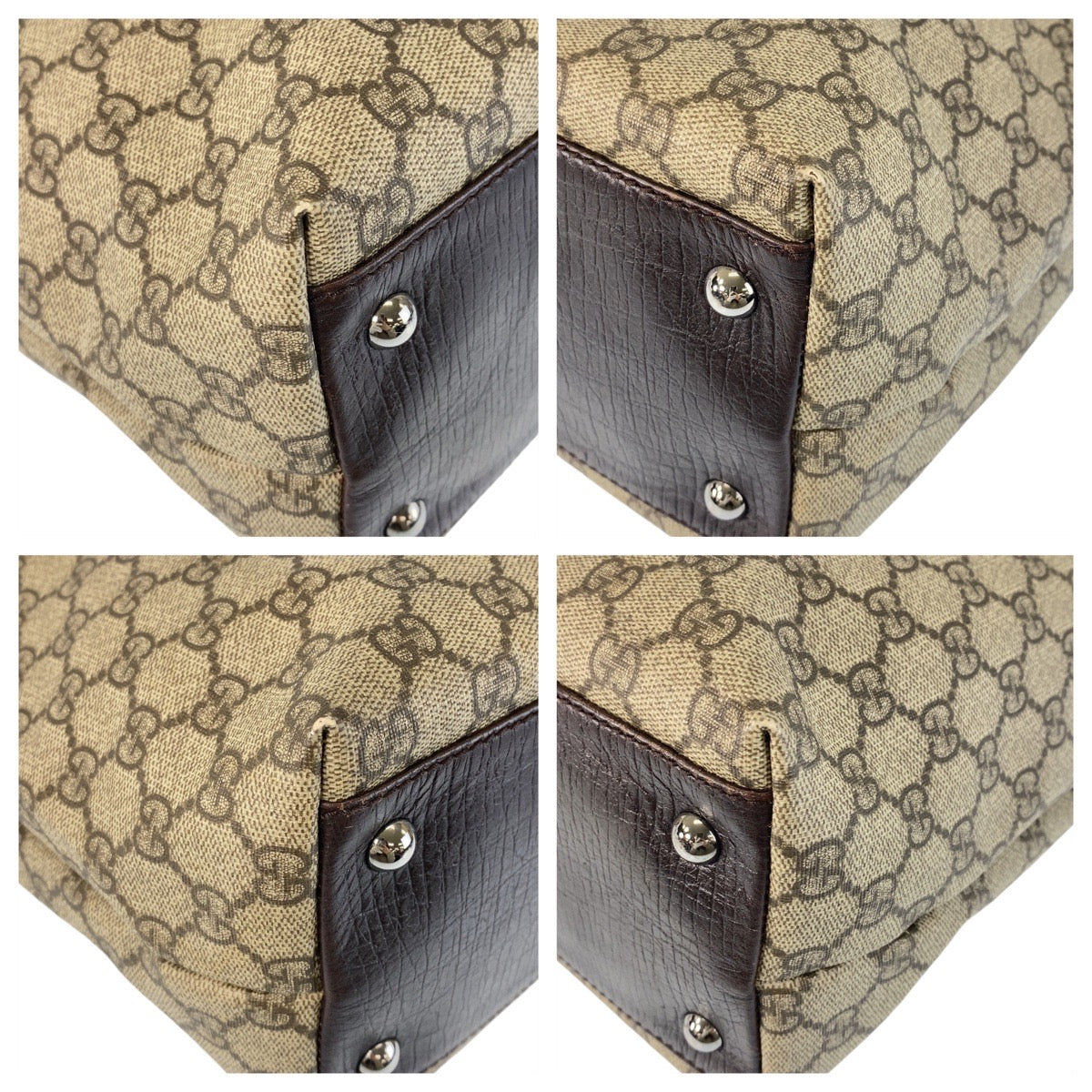 GUCCI Tote Bag 131220 GG Supreme canvas, leather Brown Tote Bag Women