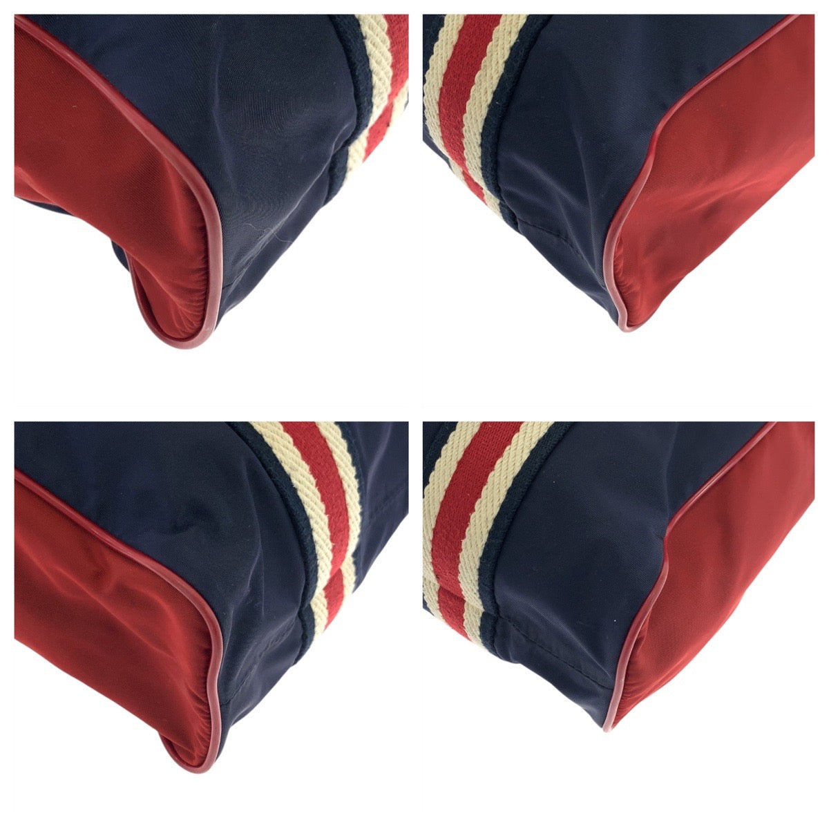 GUCCI Tote Bag 189665 Nylon Navy red green Tote Bag Shoulder Bag Sherry line Crest mens