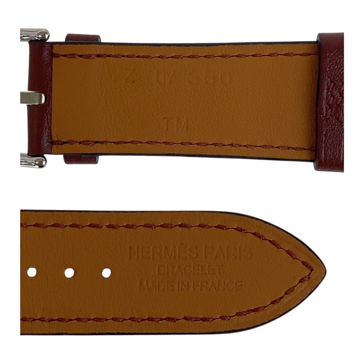 HERMES Watches Leather.Stainless Steel wine-red Apple Watch Band 1.5" Circuit H Single Tour Women(Unisex)