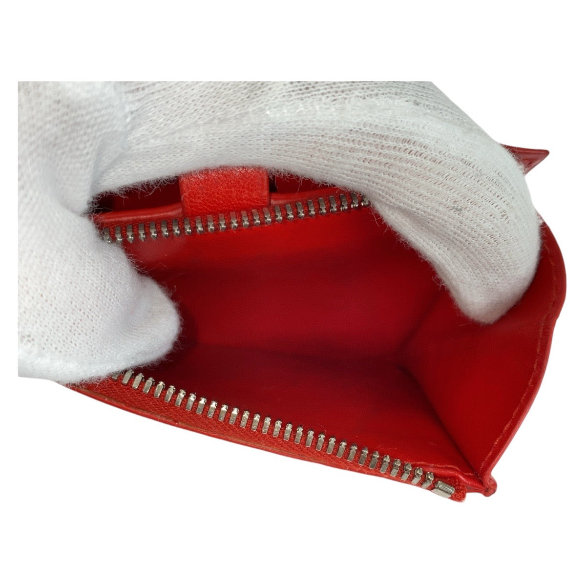 BOTTEGAVENETA Bifold Wallet leather Red Silver Metal Folding wallet Compact wallet MAXI INTRECCIATO Women