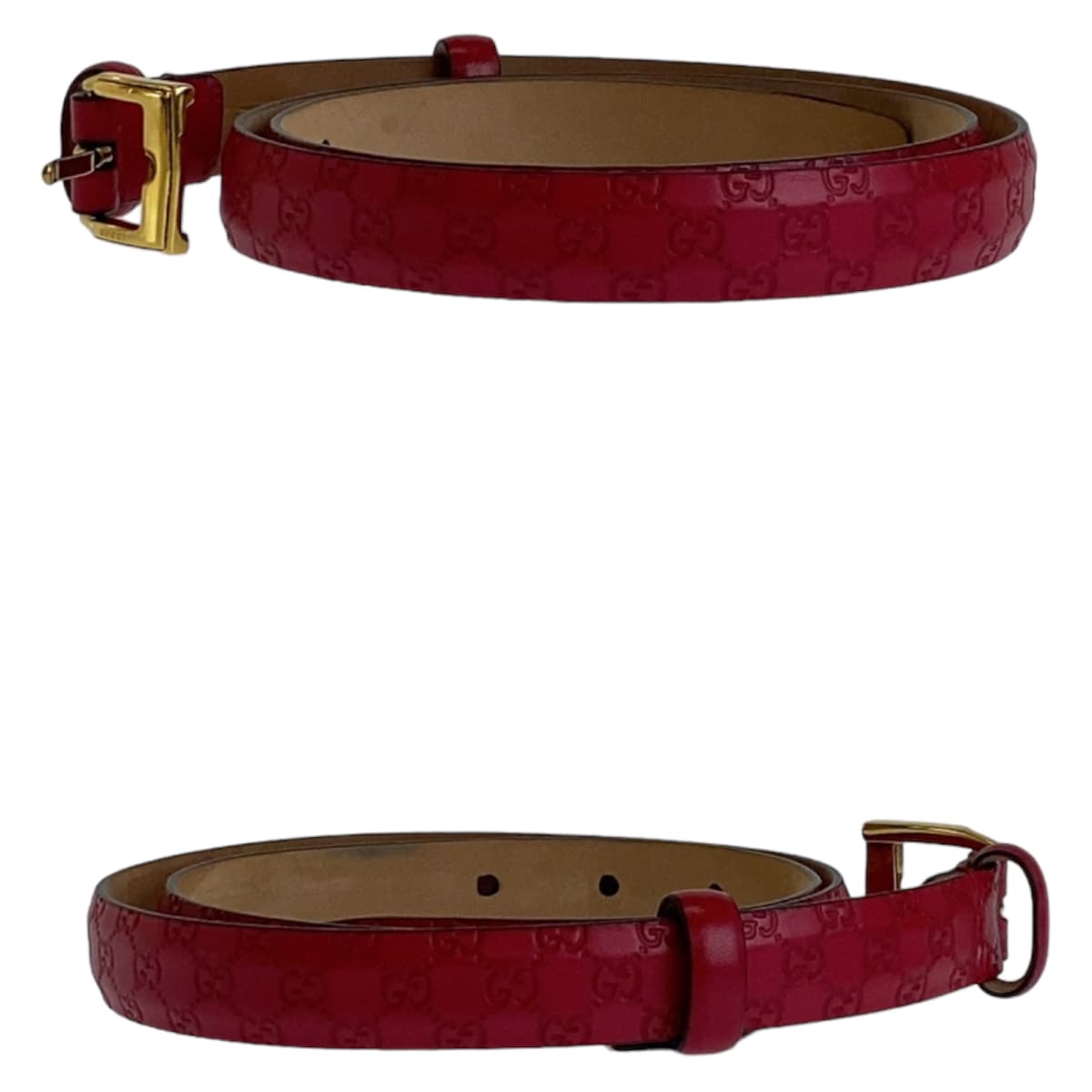 GUCCI belt 269813 leather Red Belts Unisex Guccisima mens 34