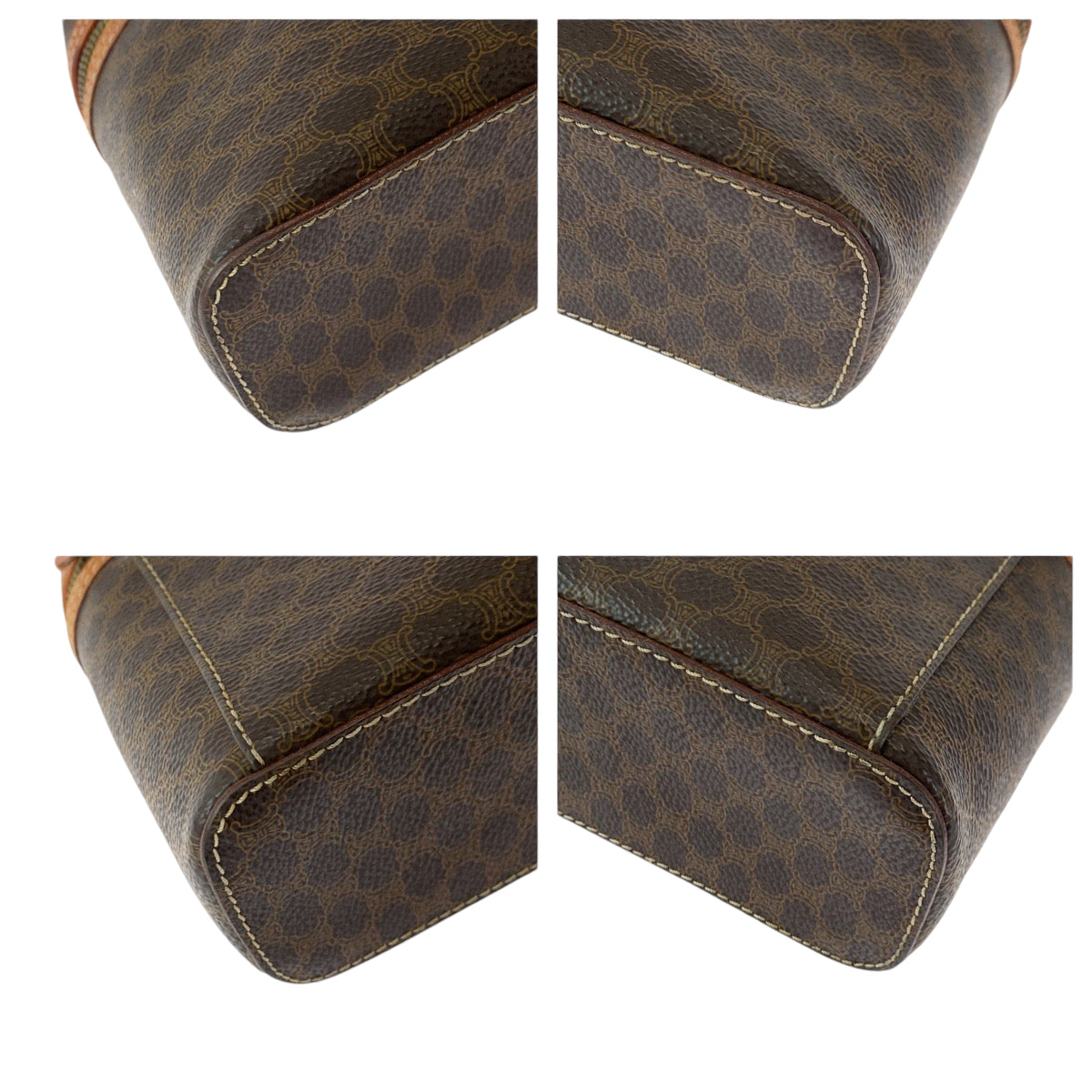 CELINE Handbag M95 PVC Brown Gold Metal Handbag vanity bag Macadam Pattern Women