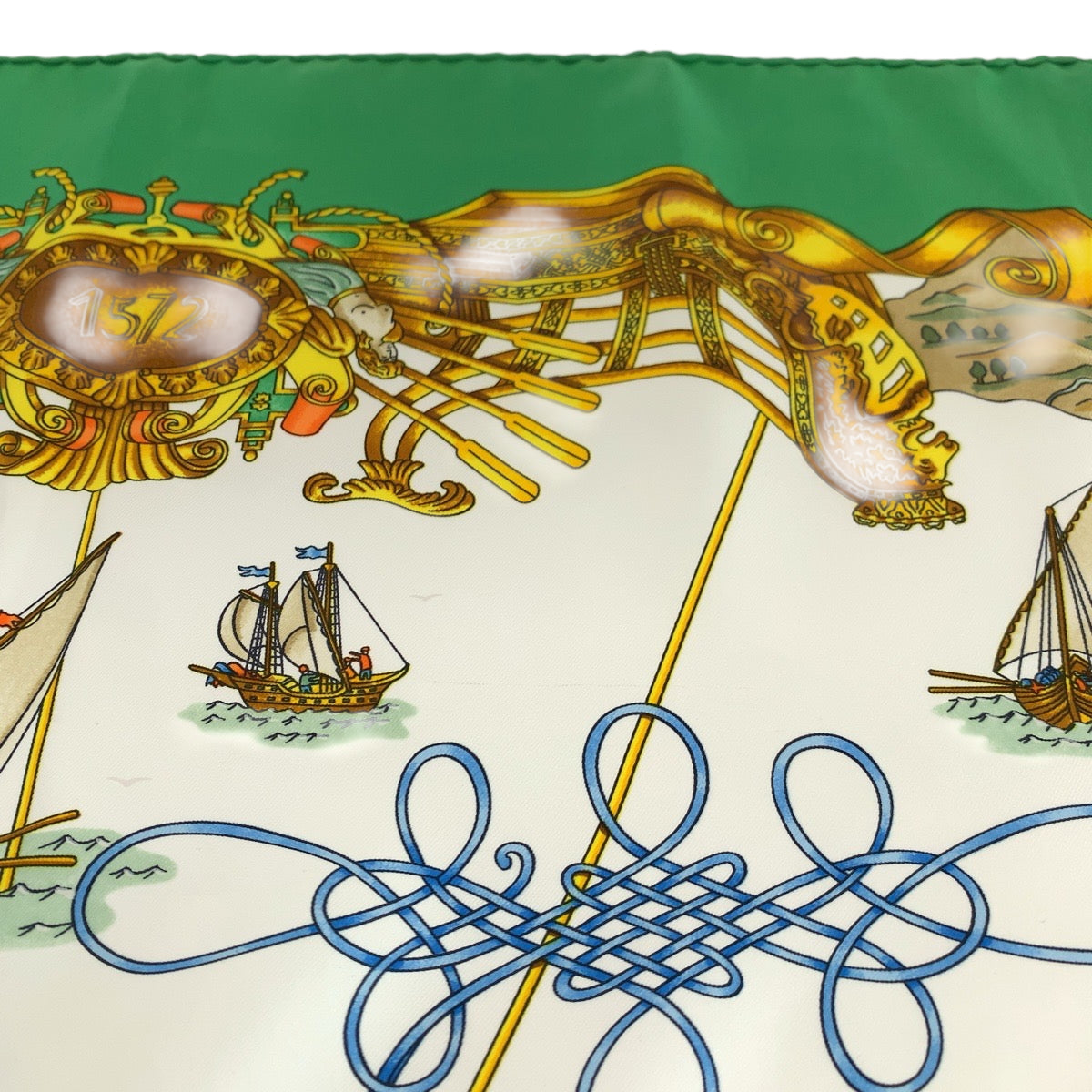 HERMES scarf silk Green multicolor Large format Calfskin Carre90 VOILES DE LUMIERE Women