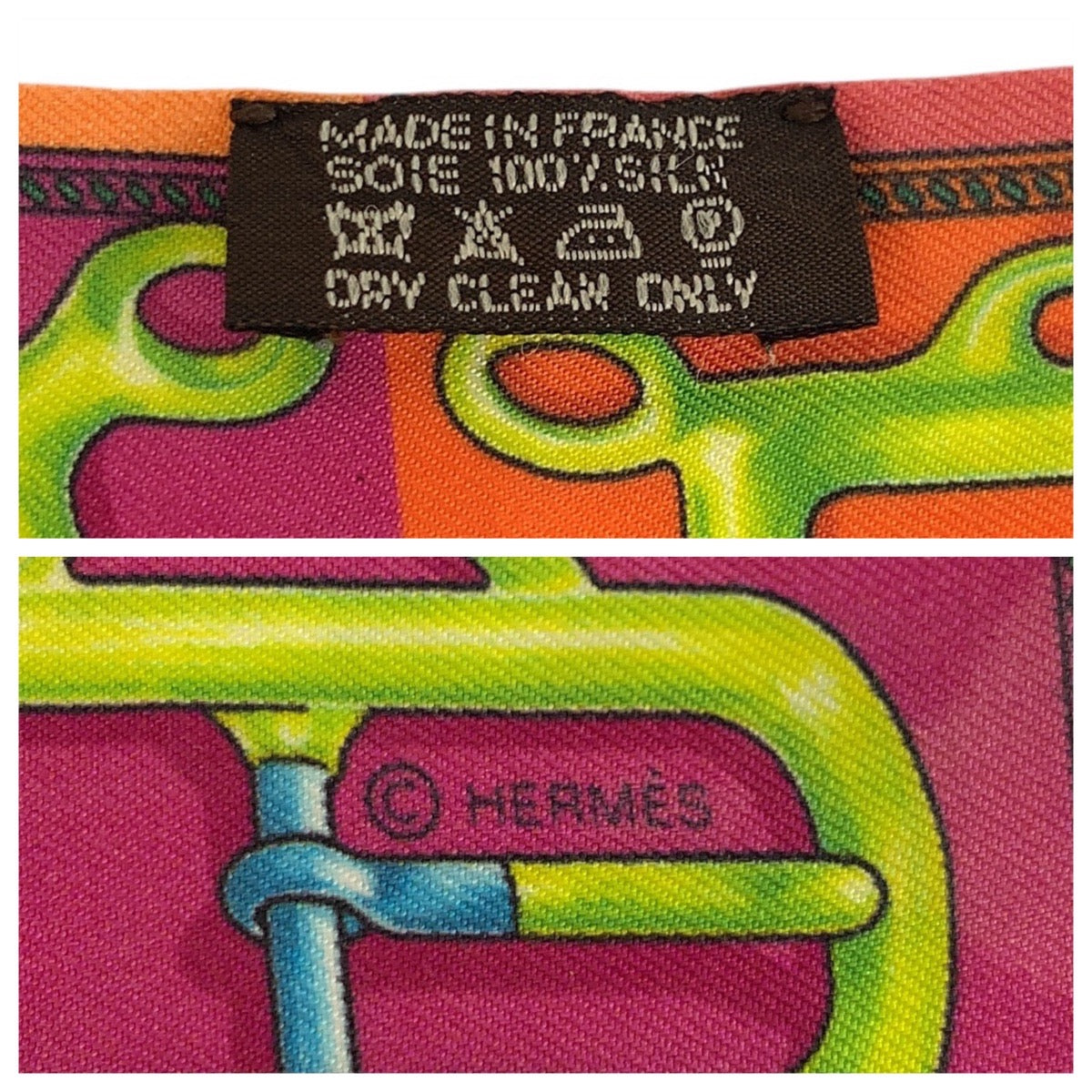 HERMES scarf silk Orange Bink Scarf Ribbon Scarf Atrages buckle Twilly Women