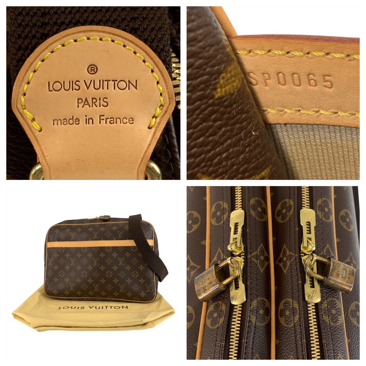LOUIS VUITTON Shoulder Bag M45252 PVC Brown Gold Metal Monogram Reporter GM