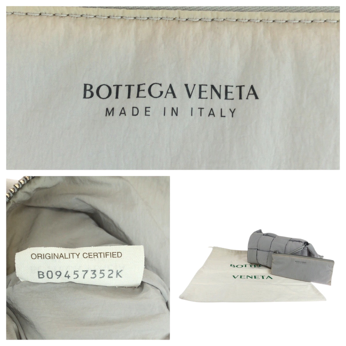 BOTTEGAVENETA Shoulder Bag B09457352K Nylon Grey SilverMetal Shoulder Bag with pouch Padded Tech Cassette Women