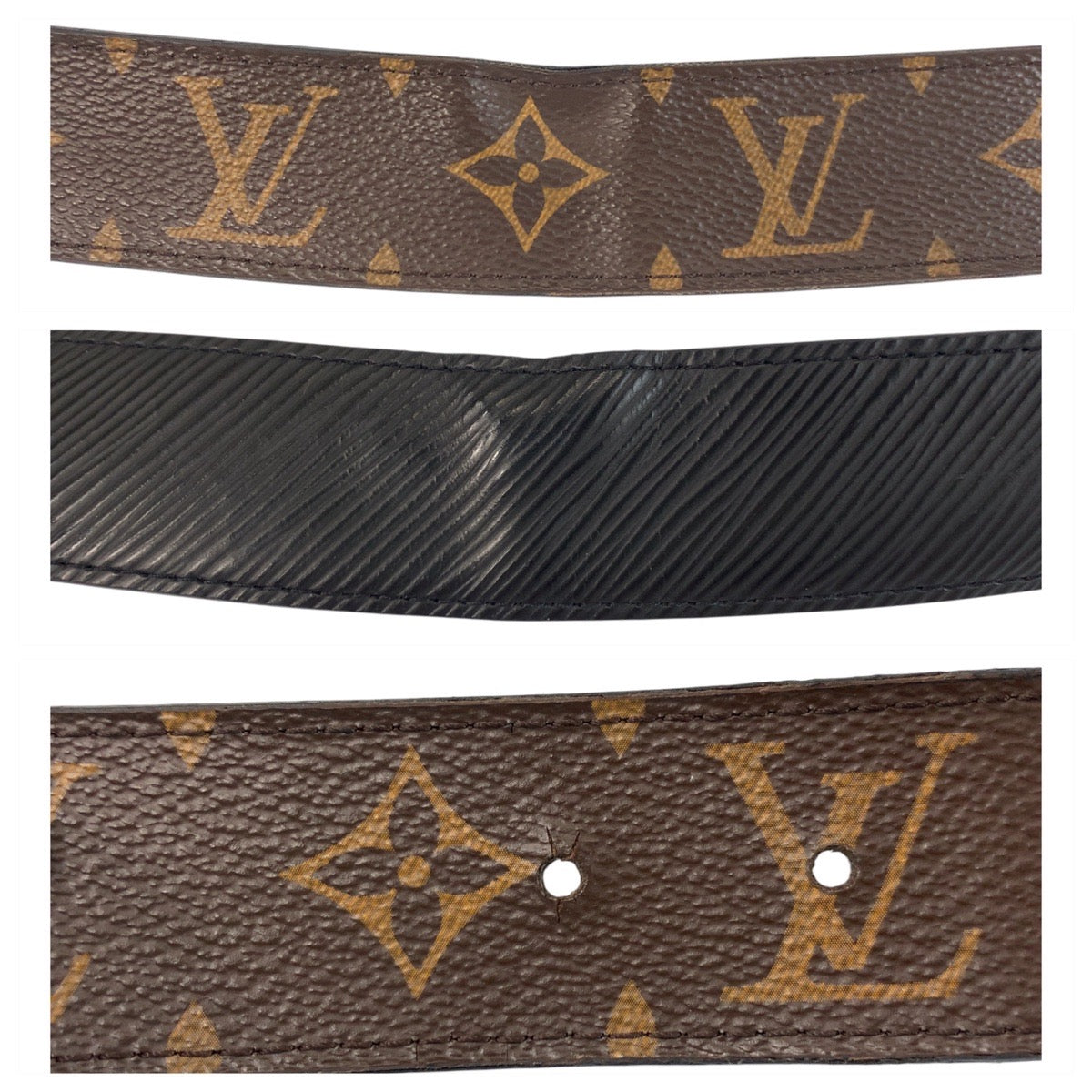 LOUIS VUITTON belt M9935 PVC Brown black Monogram epi Suntur LV Circle 32