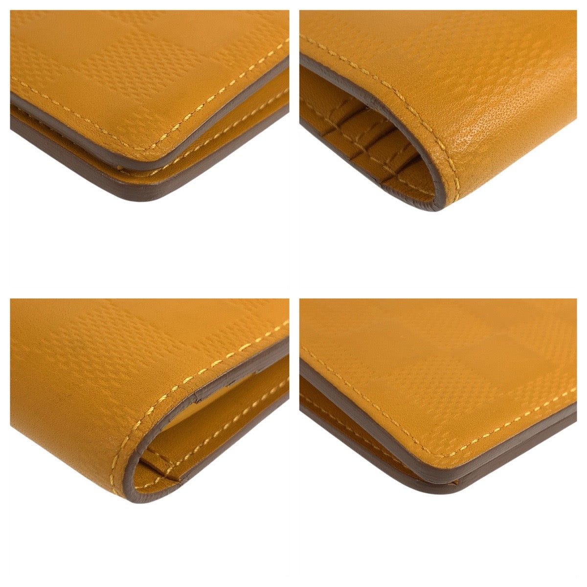 LOUIS VUITTON Long Wallet Purse N63146 leather Solar Yellow SilverMetal Long Wallet Purse Damier Anfini Portefeuille Braza mens
