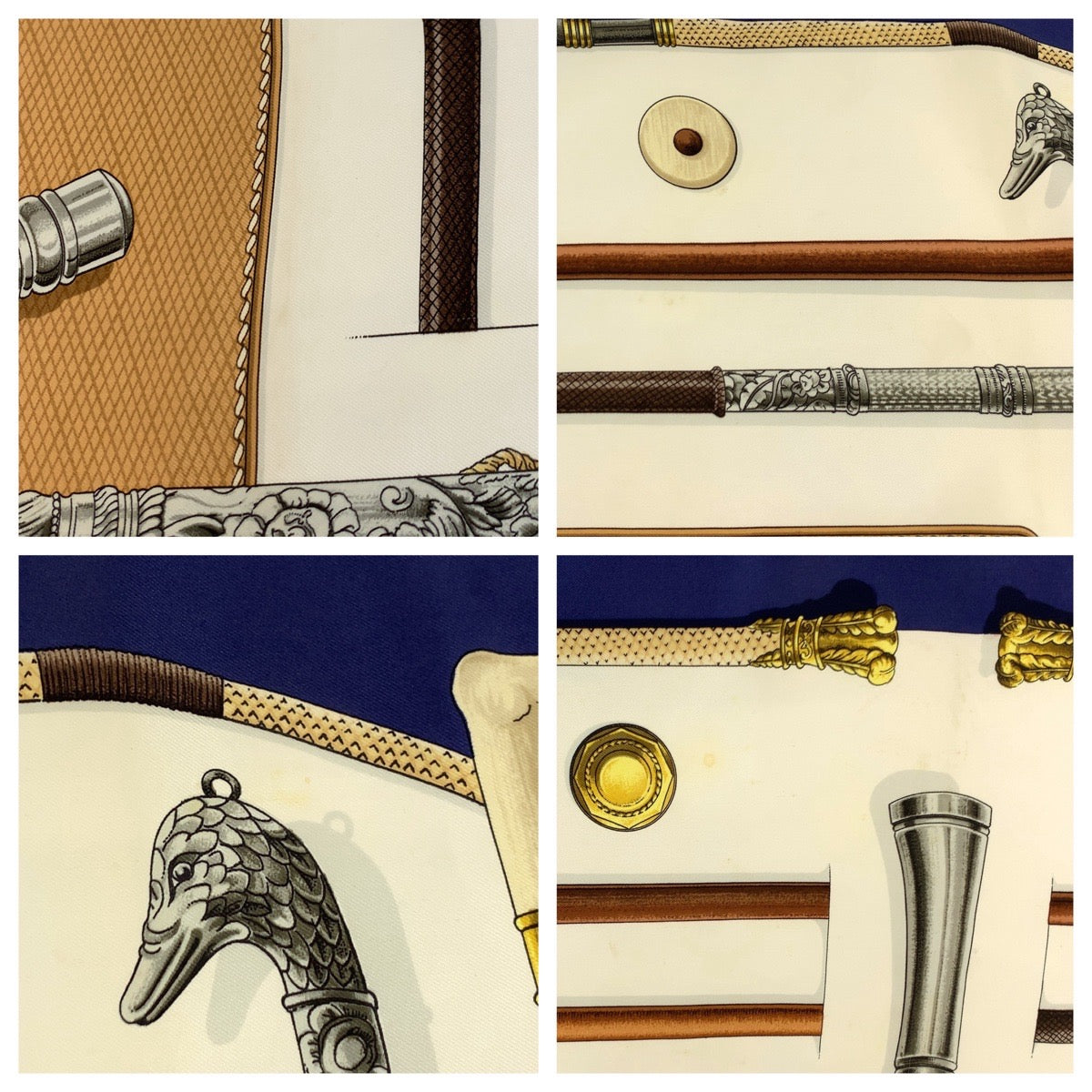 HERMES scarf silk Ivory CANNESandPOMMEAUX Carre90