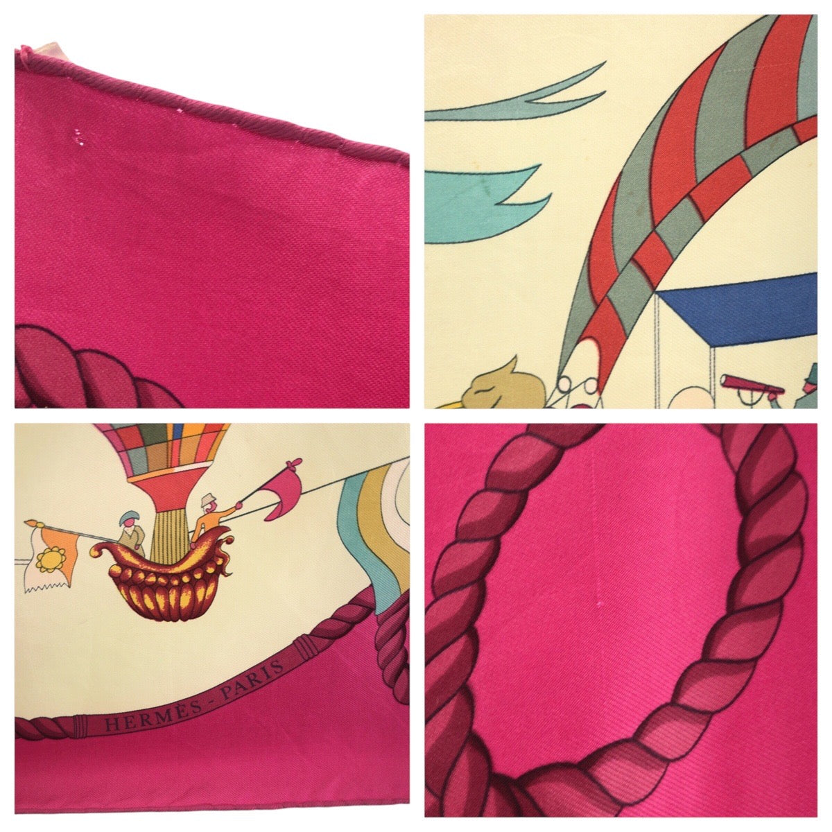 HERMES scarf silk Pink multicolor LES FOLIES DU CIEL Carre90