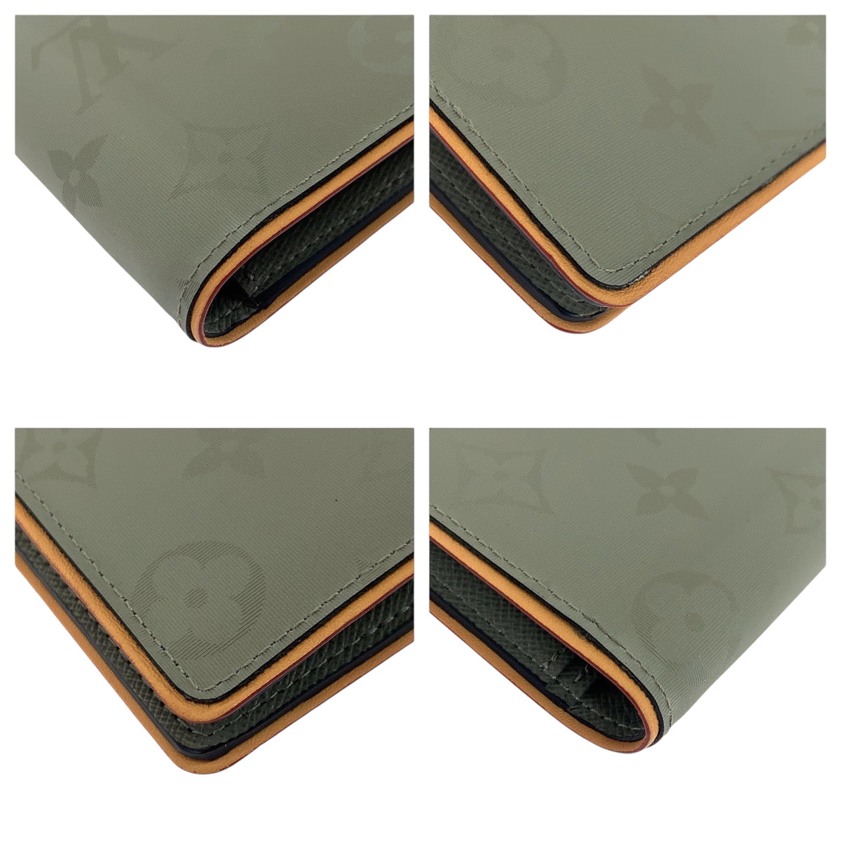 LOUIS VUITTON Long Wallet Purse M63236 leather Gray Brown SilverMetal Monogram titanium Portefeuille Braza