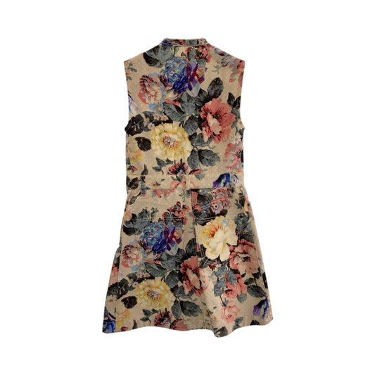 LOUIS VUITTON one piece RW222B SR6 FNRO27 cotton Pink Multicolor Gold Metal Flower Monogram Flower zip-up dress 34