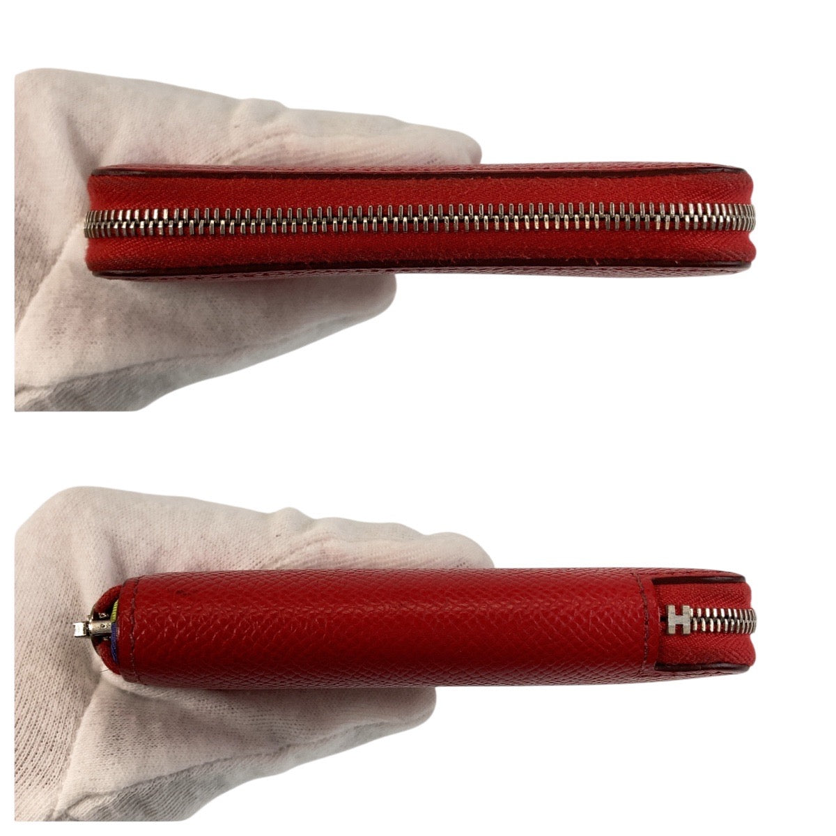 HERMES Bifold Wallet Epsom Bougainvillea Red SilverMetal AZAP Silk Inn Compact