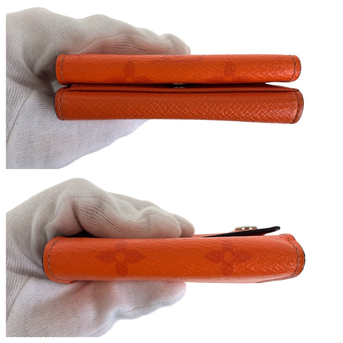 LOUIS VUITTON Tri-fold wallet M69245 leather Volcano Orange SilverMetal Taiga Lama Monogram Discovery compact wallet