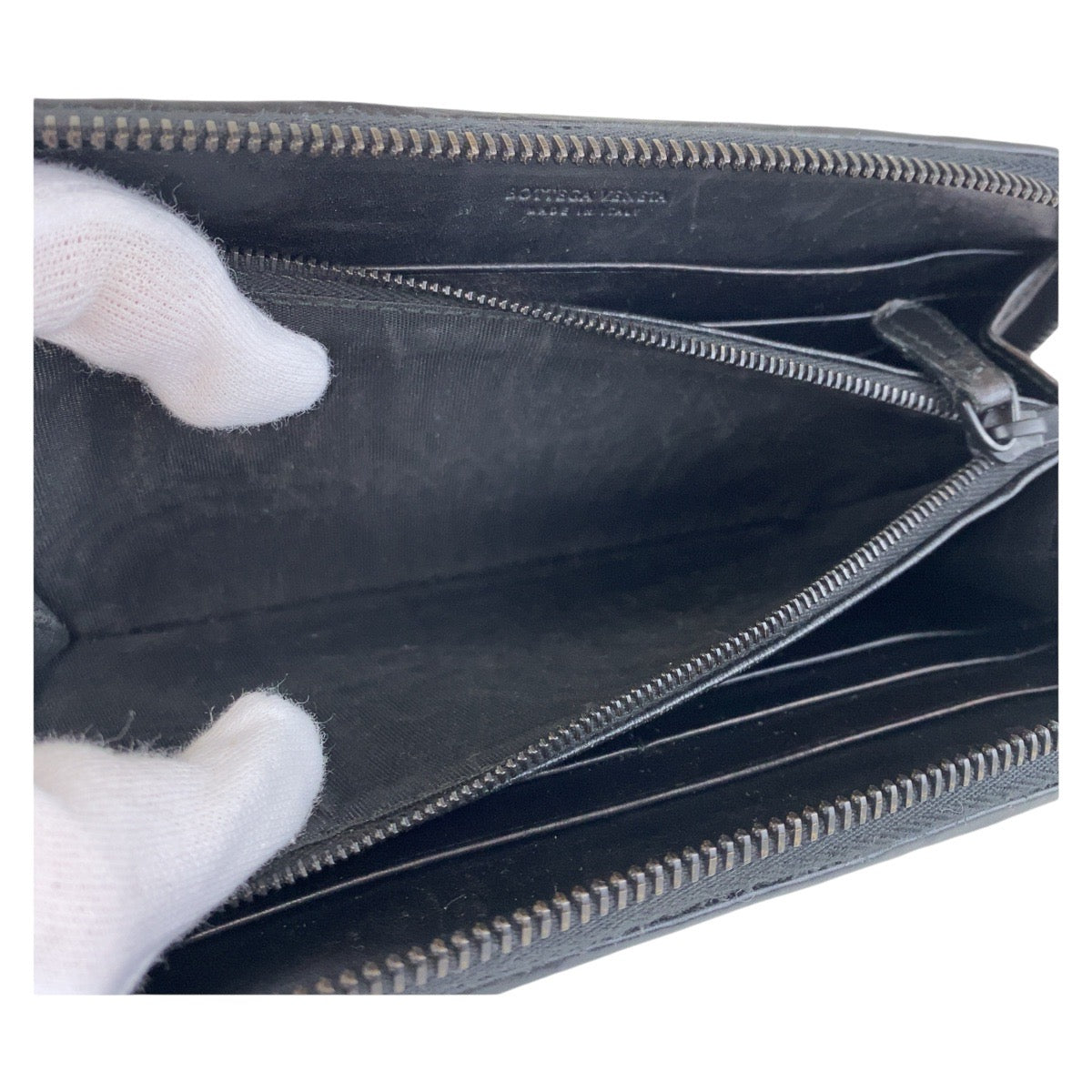BOTTEGAVENETA Long Wallet Purse leather Black black INTRECCIATO