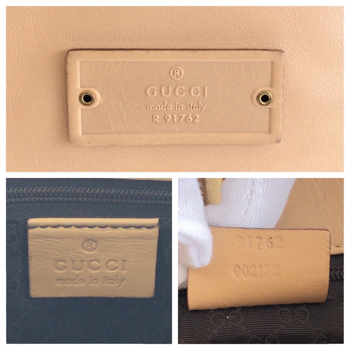 GUCCI Shoulder Bag 91762 leather Beige Gold Metal