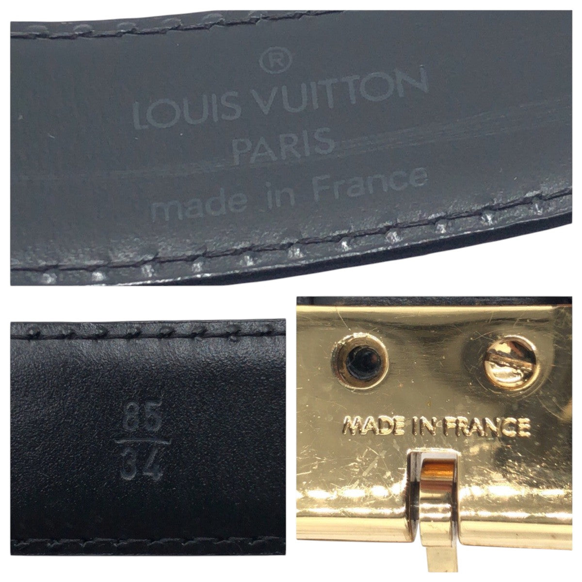 LOUIS VUITTON belt M6832 leather black Epi Saintur 34