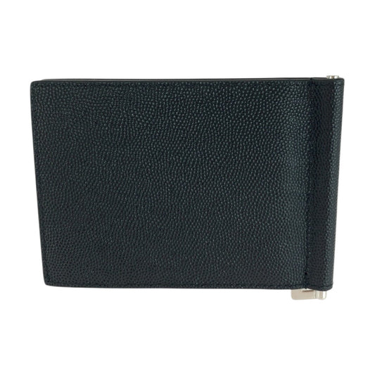 SAINT LAURENT PARIS Bifold Wallet 378005 BTY0N 1000 leather Black Silver Bill clip