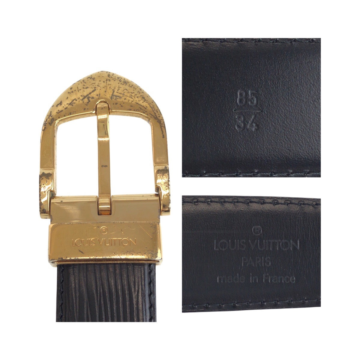 LOUIS VUITTON belt M6832 leather black Epi Saintur 34