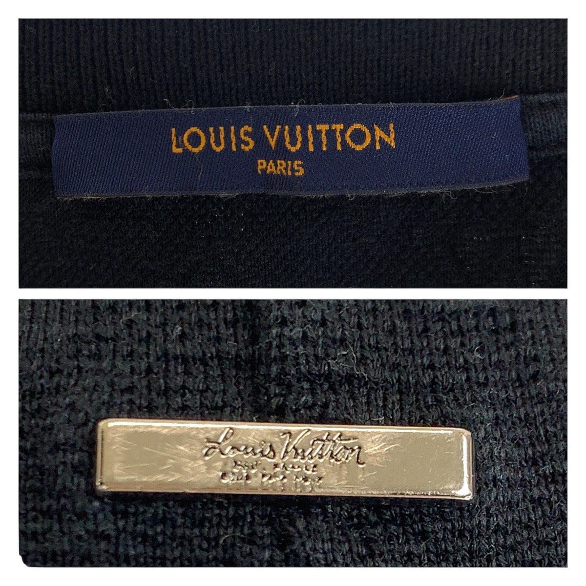 LOUIS VUITTON Short sleeve T-shirt cotton Black Silver monogram jacquard XXL