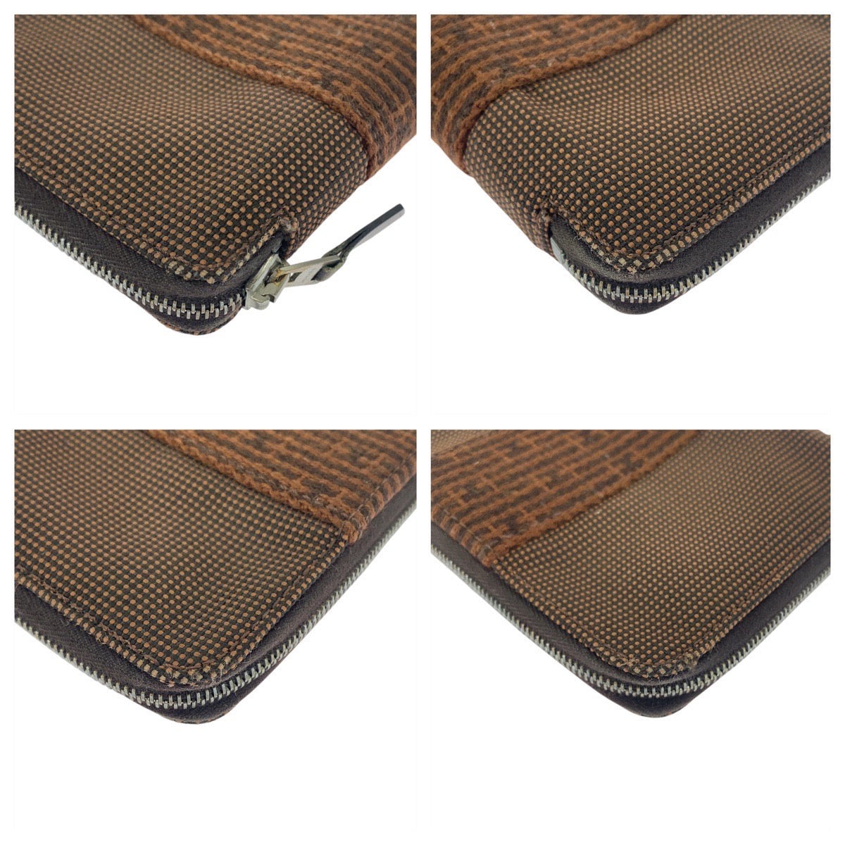 HERMES Bifold Wallet canvas Brown Silver Metal Her Line Perth PM