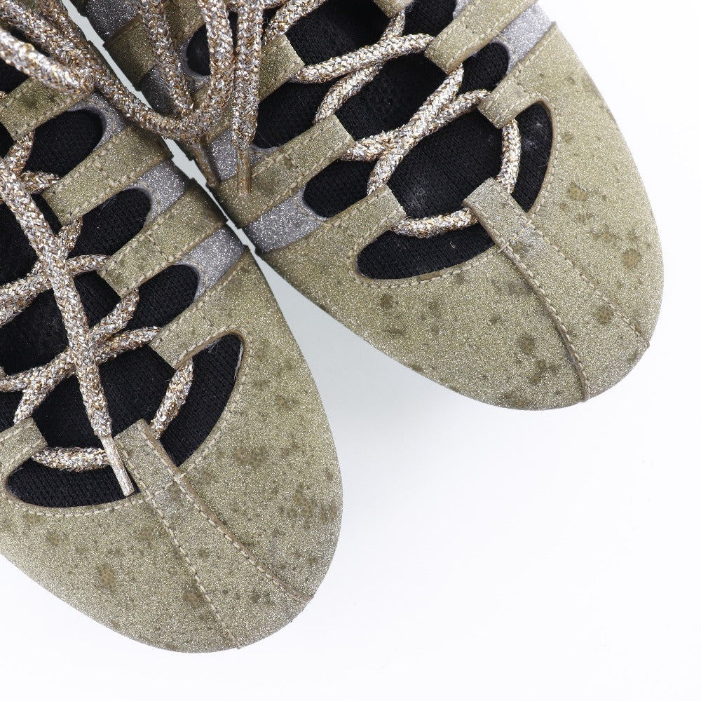 GUCCI sneakers 419548 Rubber gold Glitter Cat head Sherry line mens 7