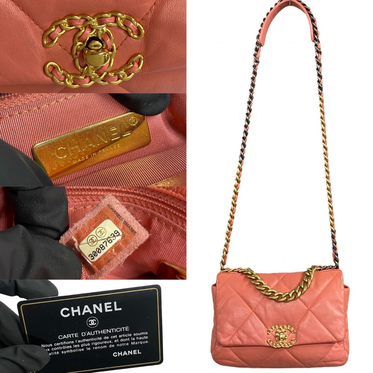 CHANEL Shoulder Bag lambskin pink COCO Mark Matrasse chanel 19 Women