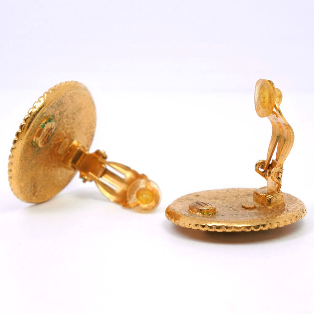 CHANEL Earring Plated Gold, Color Stone gold COCO Mark Women