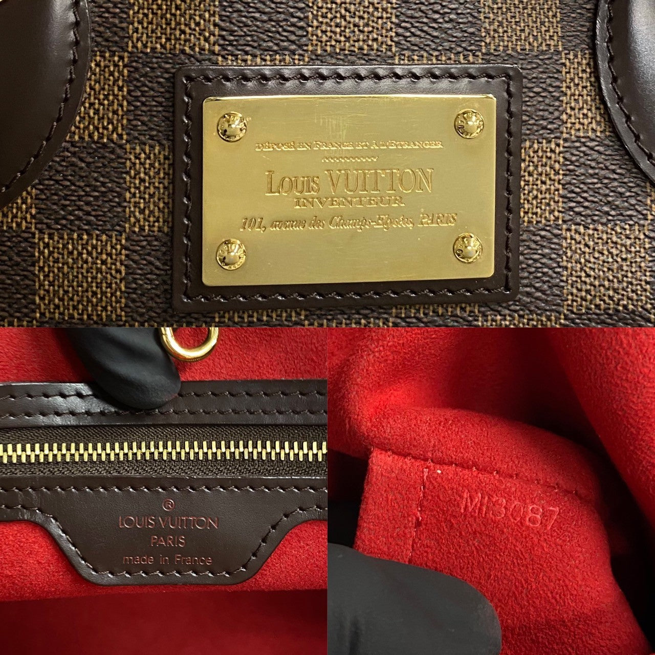 LOUIS VUITTON Tote Bag N51205 Leather, PVC Brown Damier Hamstead PM Women