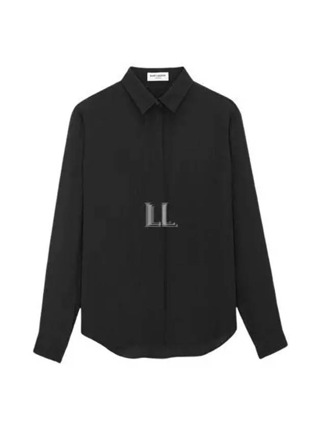 Luxury Saint Laurent Trending 2025 Striped Button Silk Shirt Black