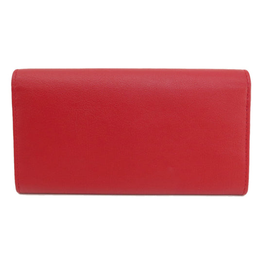 YVES SAINT LAURENT Long Wallet Purse leather Red logo Women