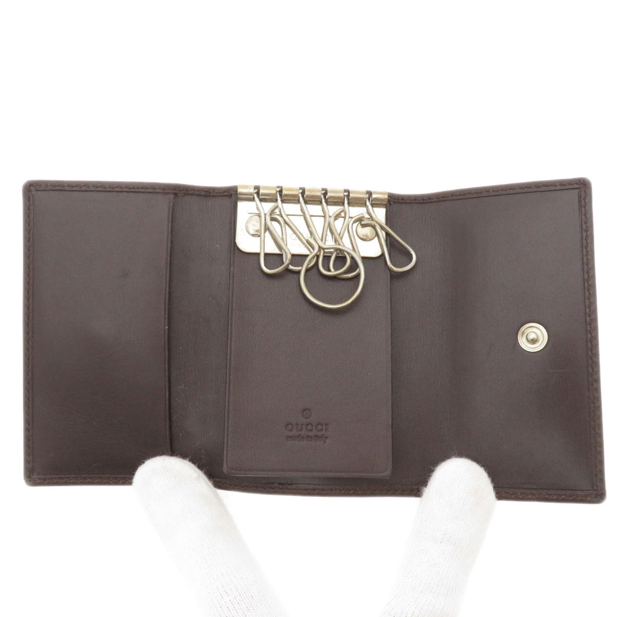 GUCCI Key case Key holder 131928 Canvas, Leather Brown GG Women