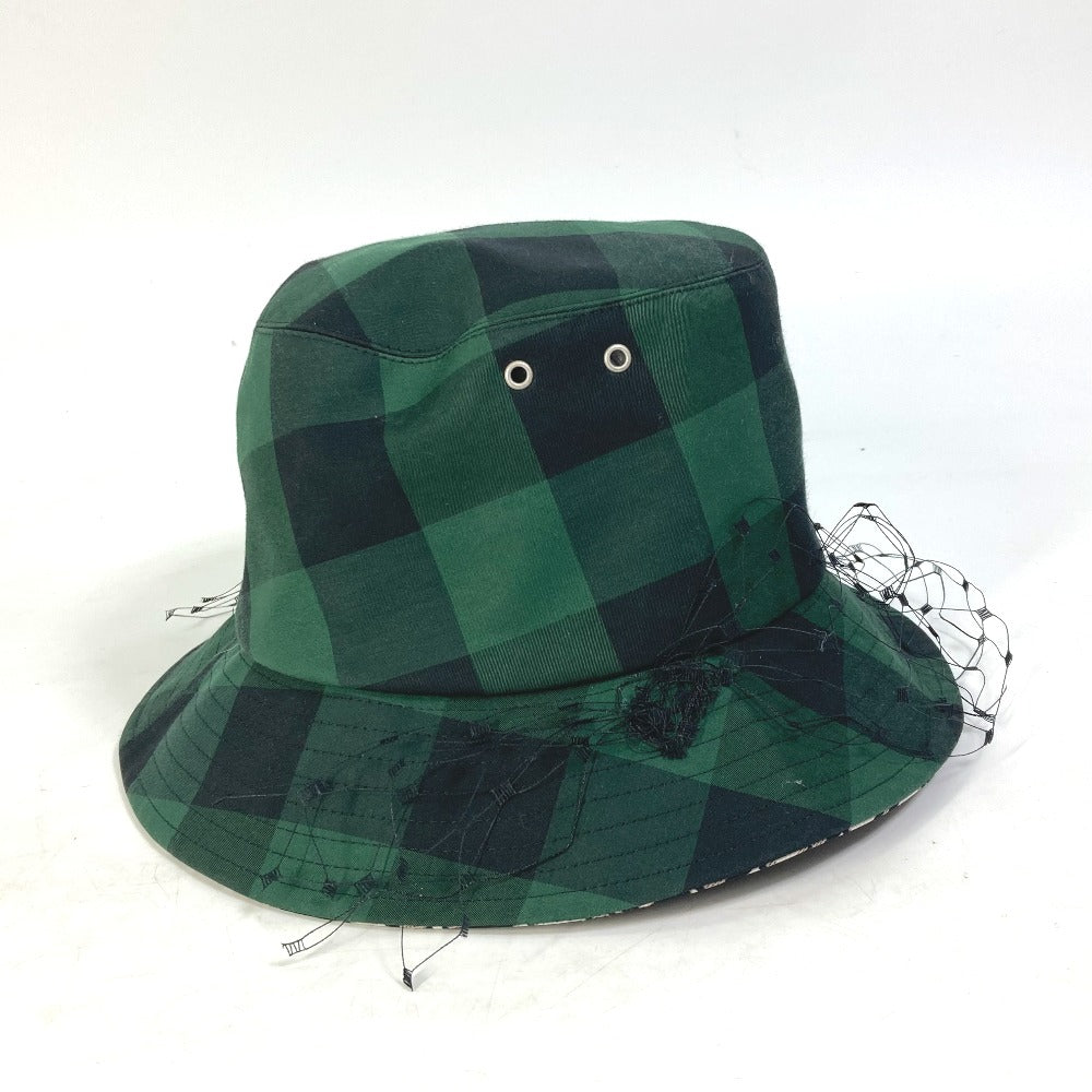 Dior hat 95TDD923G142 Polyester / Cotton green Oblique Veiled bob hat with checked tulle Women 57