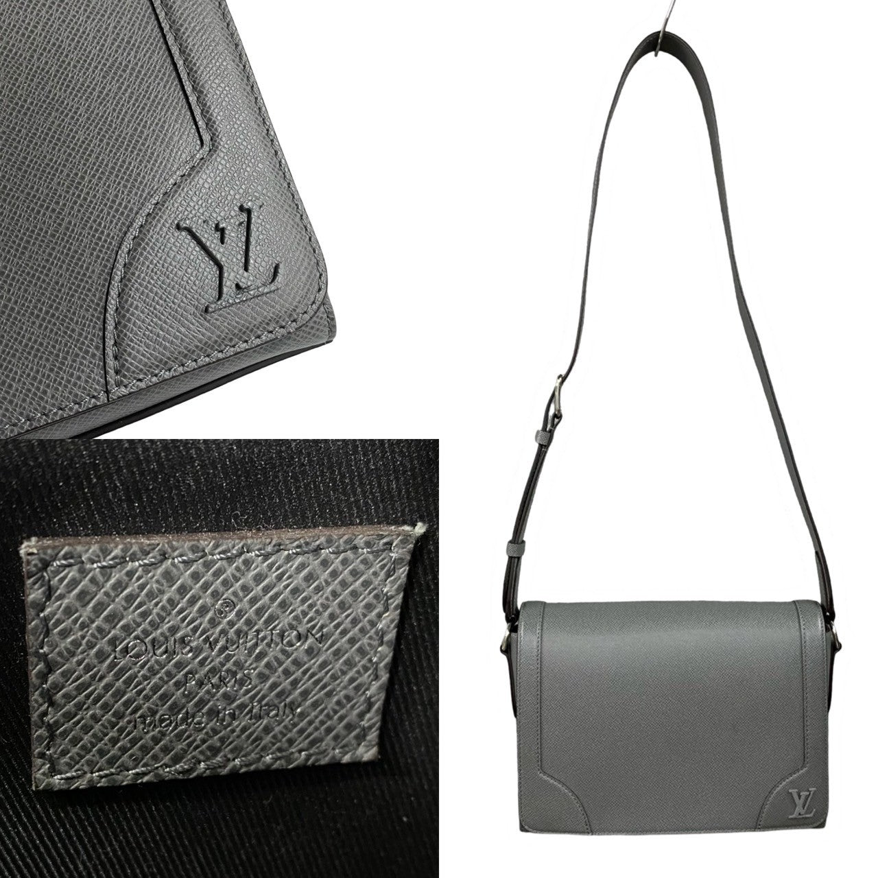 LOUIS VUITTON Shoulder Bag M30808 Taiga gray Taiga new flap messenger mens