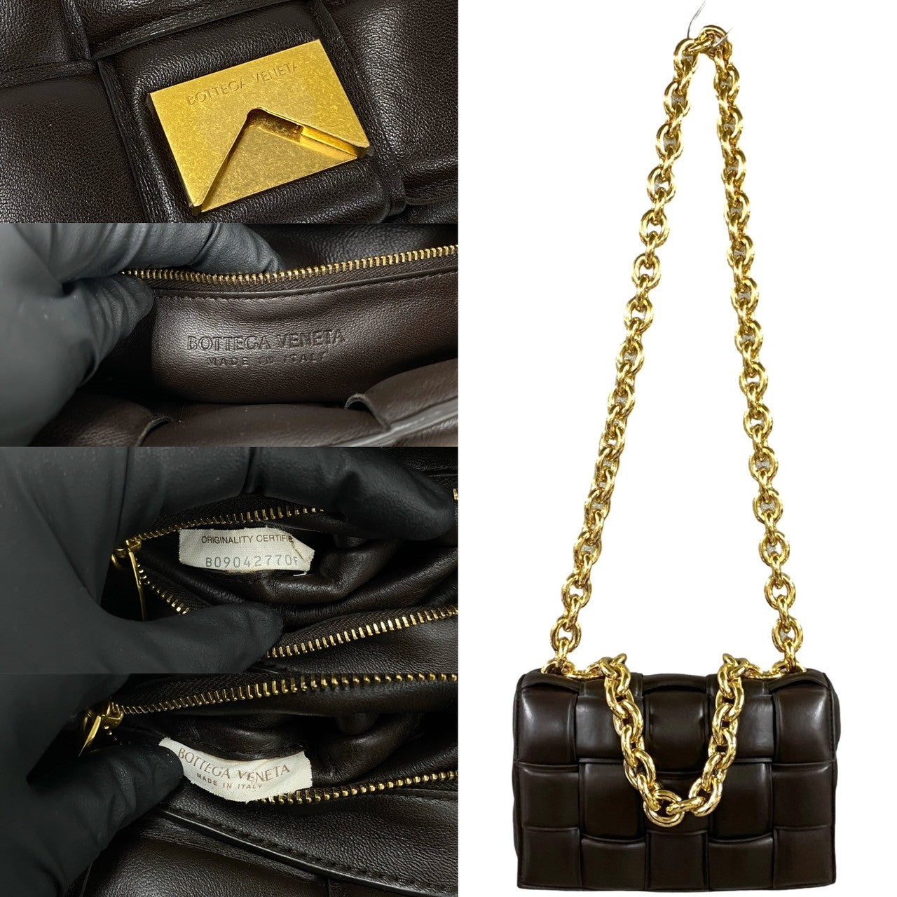 BOTTEGAVENETA Shoulder Bag leather Brown The Chain Padded Cassette Women