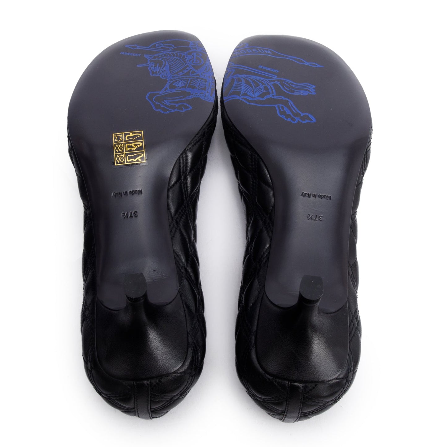 Burberry Black Quilted Nappa Leather Baby Pumps, Size 37.5