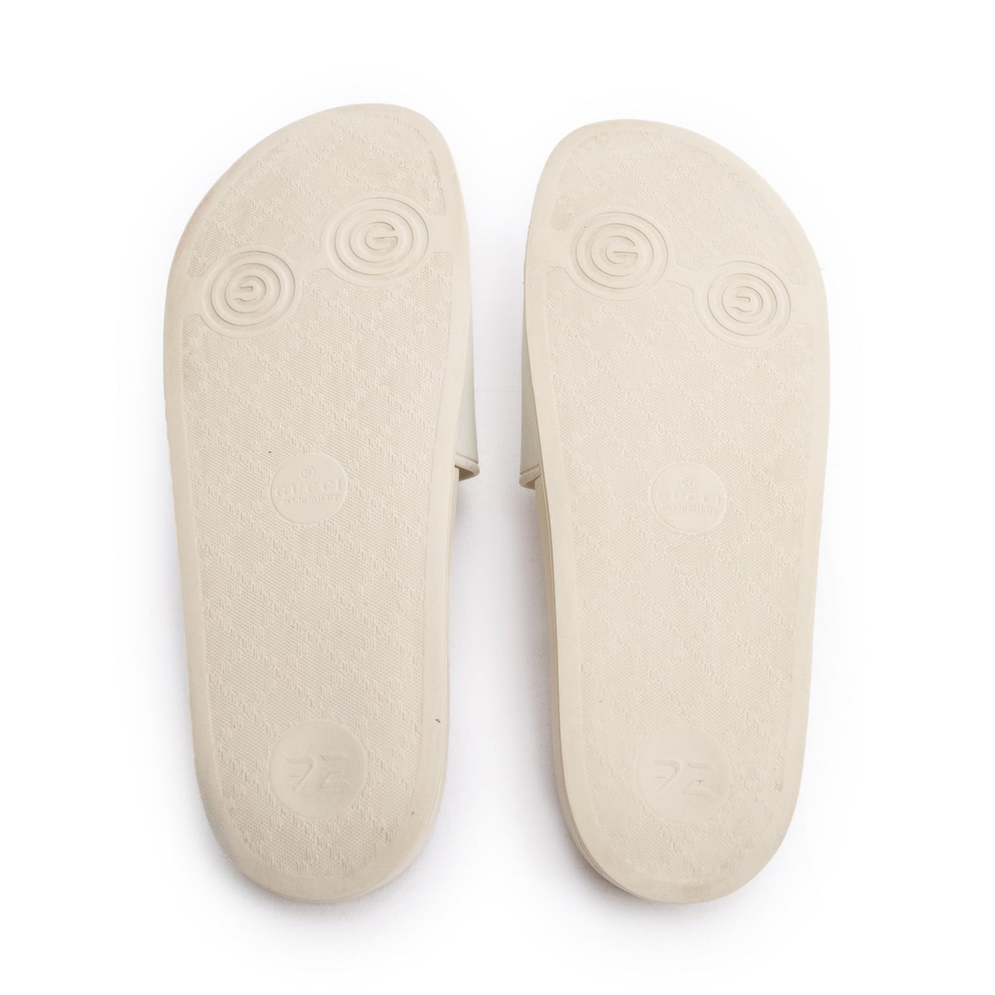 Gucci White Rubber Interlocking G Logo Slides , Size 11