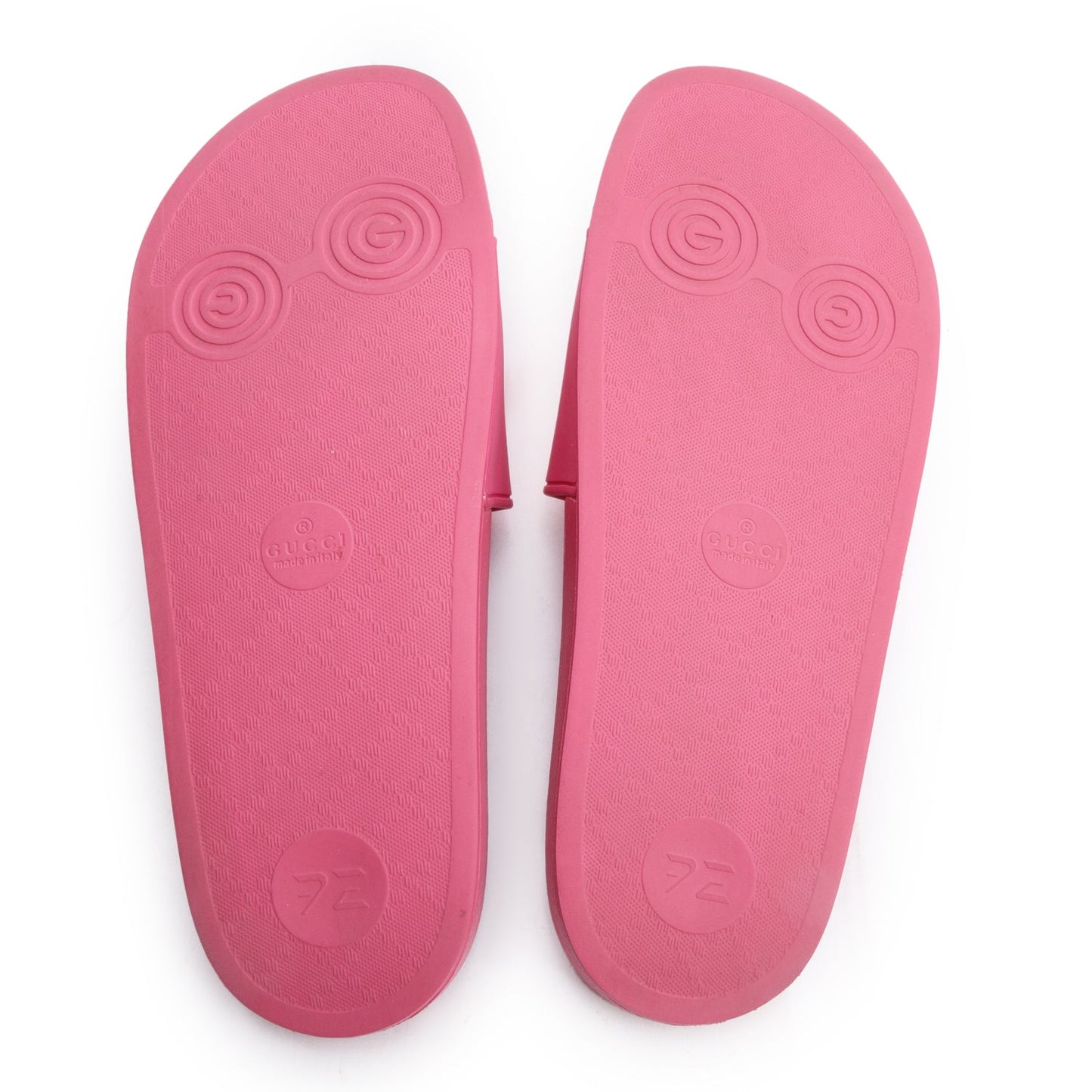 Gucci Pink Rubber Interlocking G Logo Slides , Size 11