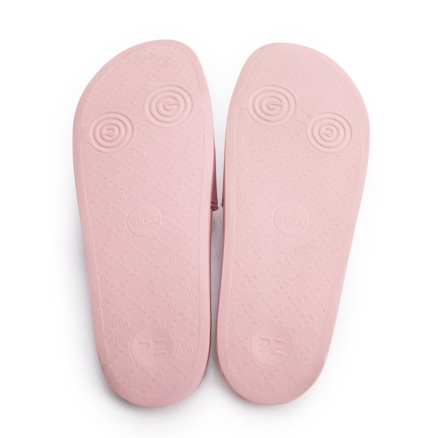 Gucci Pink Rubber Interlocking G Logo Slides , Size 11