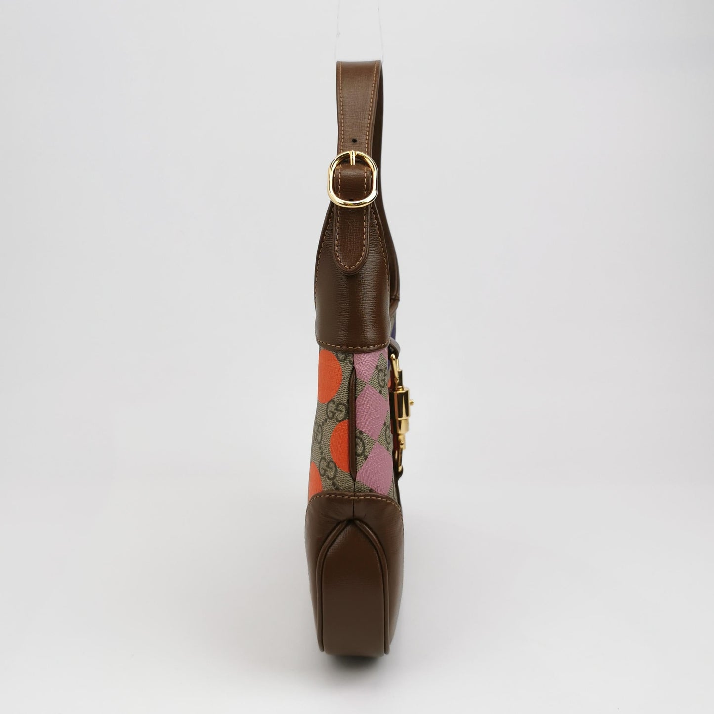 Gucci Jackie 1961 Small Brown Leather Multicolor Monogram Canvas