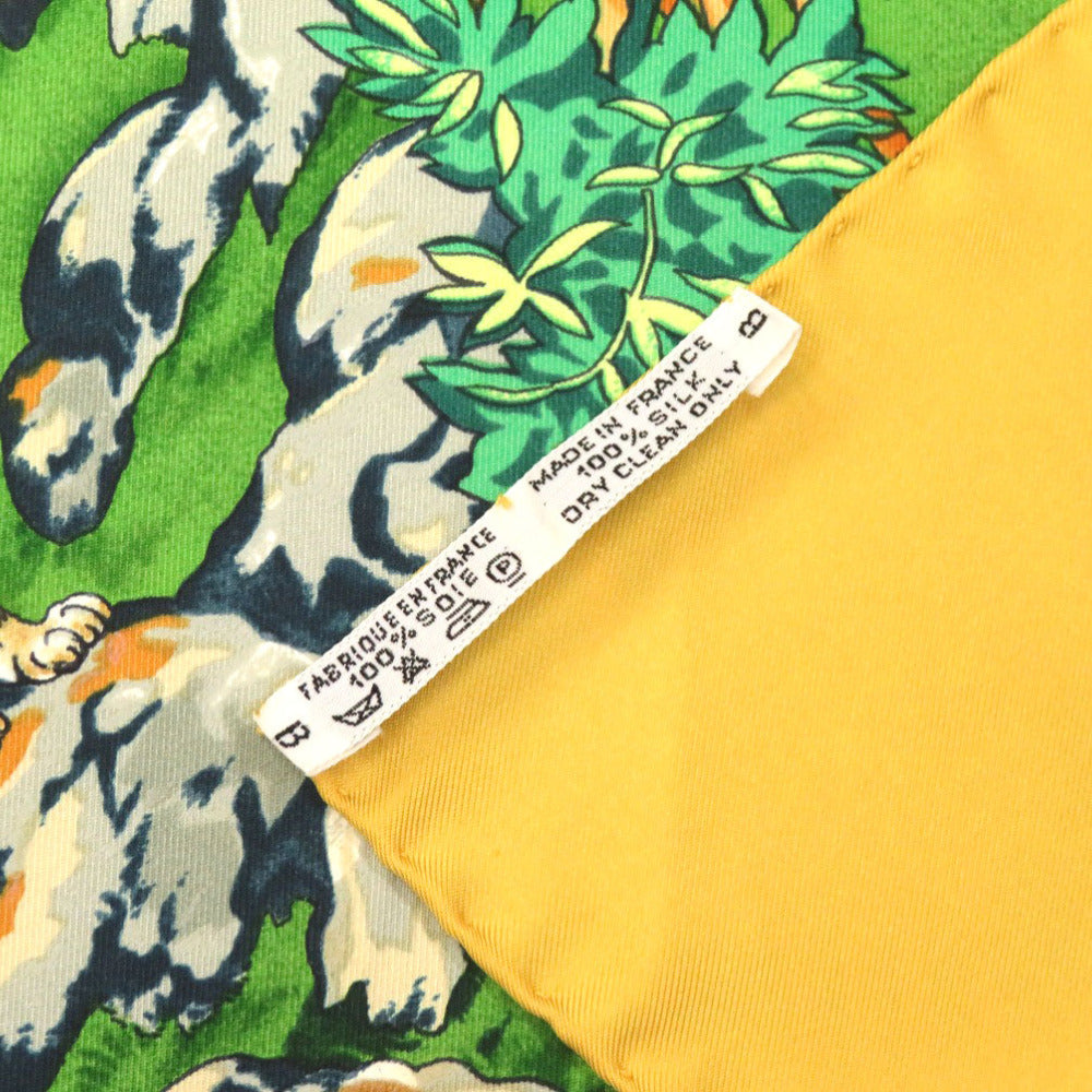 HERMES scarf silk yellow Carre90 SICHLIAN Sicilian Animals Sichuan Women